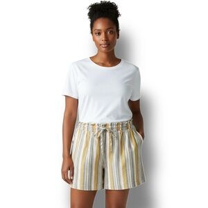 Forgotten Grace Women's Plus Stripe Linen Blend Casual Drawstring Shorts 3X